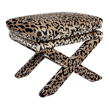 Evelyn Leopard Chenille Velvet Accent Stool