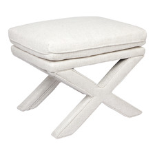 Natural Evelyn Linen-Blend Accent Stool