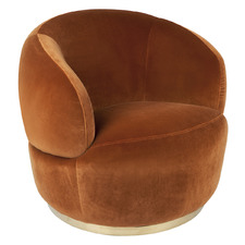 Caramel Toby Velvet Swivel Occasional Chair