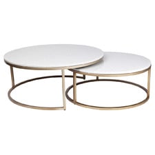 2 Piece Chloe Round Marble-Top Nesting Coffee Table Set