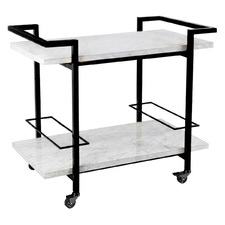 White and Black Franklin Marble Bar Cart