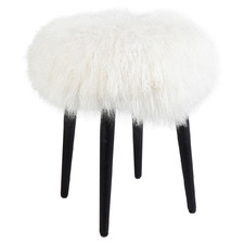 Leila Fluffy Mongolian Lambs Wool Stool