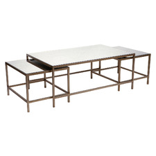 3 Piece Charlotte Mirrored Glass-Top Nesting Table Set