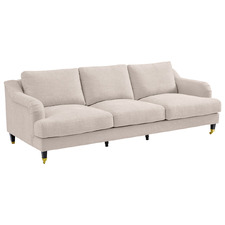 Sasha 3 Seater Linen-Blend Sofa with Castors