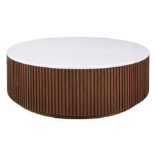 Georgina Round Oak & Marble Coffee Table
