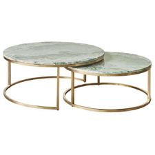 2 Piece Zoe Round Marble Nesting Coffee Table Set