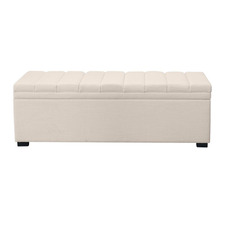Off-White Pelee Upholstered Storage Ottoman