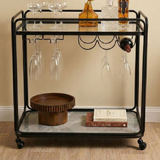 Black Wyatt Rectangular Bar Cart