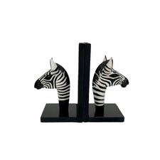 Zebra Hand-Carved Bookends (Set of 2)