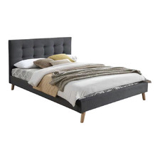 Charcoal Seianus Pine Wood Bed with Headboard