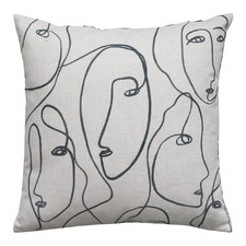 Faces Square Linen-Blend Cushion