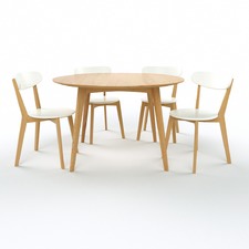 4 Seater Oslo Oak Round Dining Table Set