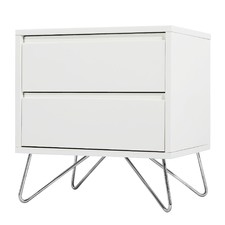 White Groove Bedside Table