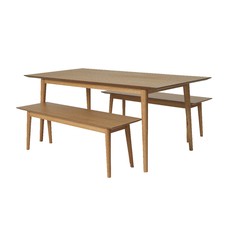 3 Piece Camden Oak Dining Table Set
