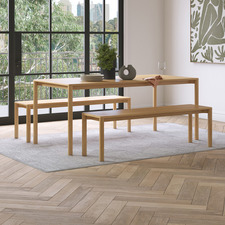 Hemingway Solid Ash Wood Dining Table & Bench Set