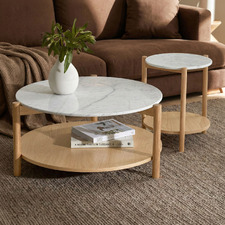 2 Piece Maybury Round Marble Coffee & Side Table Set