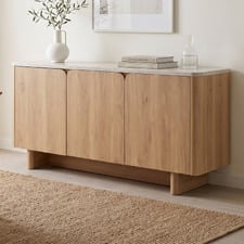 Tivoli 3 Door Travertine-Look Sideboard