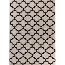 Cream & Black Lattice Acrylic Rug