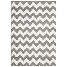 Grey & White Zig Zag Indoor Outdoor Rug