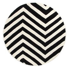 Round Monochrome Chevron Rug