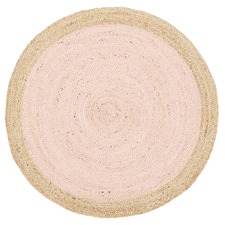 Round Jute Natural Rug Pink