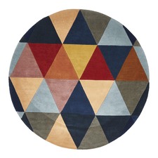 Prism Designer Wool Rust Blue Navy Rug