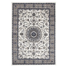 Medallion Rug White with Beige Border