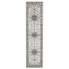 Medallion Runner White with Beige Border