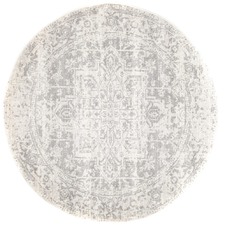 Bone, White & Silver Round Art Moderne Cezanne Rug