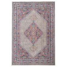 Grey Power Loomed Distressed Modern Rug