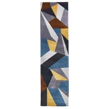 Blue, Yellow, & Grey Laura Designer Wool Rug