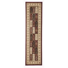 Burgundy with Ivory Traditional Panel Rug