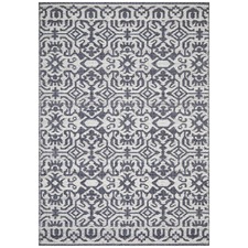 Silver & Navy Hand-Woven Modern Tribal Rug