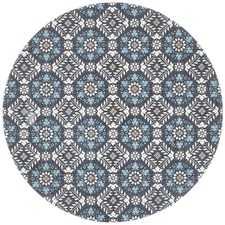 Blue Florale Hand Braided Cotton Rug