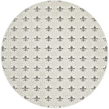 Silver Fleur de Lys Hand Braided Cotton Rug