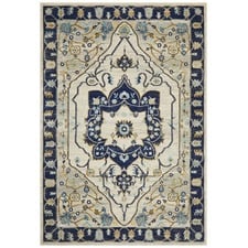Navy & Ivory Tulip Vintage Look Rug