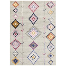 Silver & Pastel Boho Geometric Rug