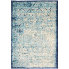 Blue Vintage Look Power Loomed Rug