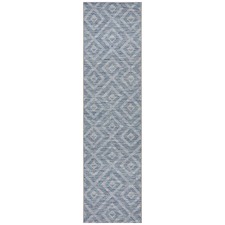 Blue & Natural Diamonds Flat-Woven Indoor/Outdoor Rug