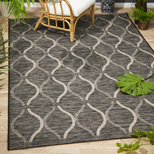 Black & Natural Trellis Flat-Woven Indoor/Outdoor Rug