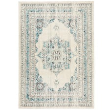 White & Blue Transitional Distressed Rug