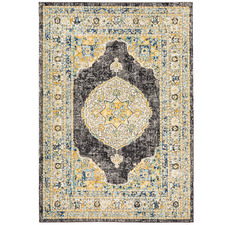 Yellow & Charcoal Transitional Distressed Rug