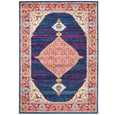 Royal Blue & Red Transitional Distressed Rug