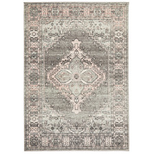 Grey Power-Loomed Bohemian Rug