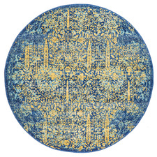 Royal Blue & Yellow Radiance Round Rug