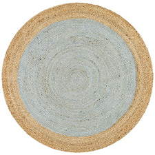 Natural & Light Blue Jute Rug