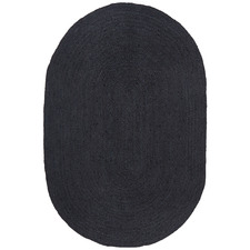 Black Hand-Braided Jute Oval Rug