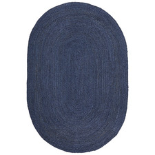 Navy Hand-Braided Jute Oval Rug