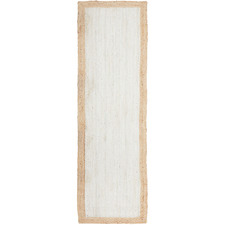 White & Natural Bricius Hand-Braided Jute Runner