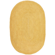 Yellow Hand-Braided Jute Oval Rug